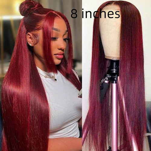 Full-head Red Long Straight Lace Human Wig