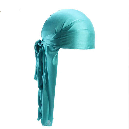 Men's Silky Turban Head Wrap Hat Wig For Men Women Satin Couple Biker