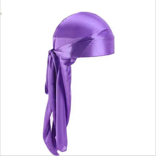 Men's Silky Turban Head Wrap Hat Wig For Men Women Satin Couple Biker