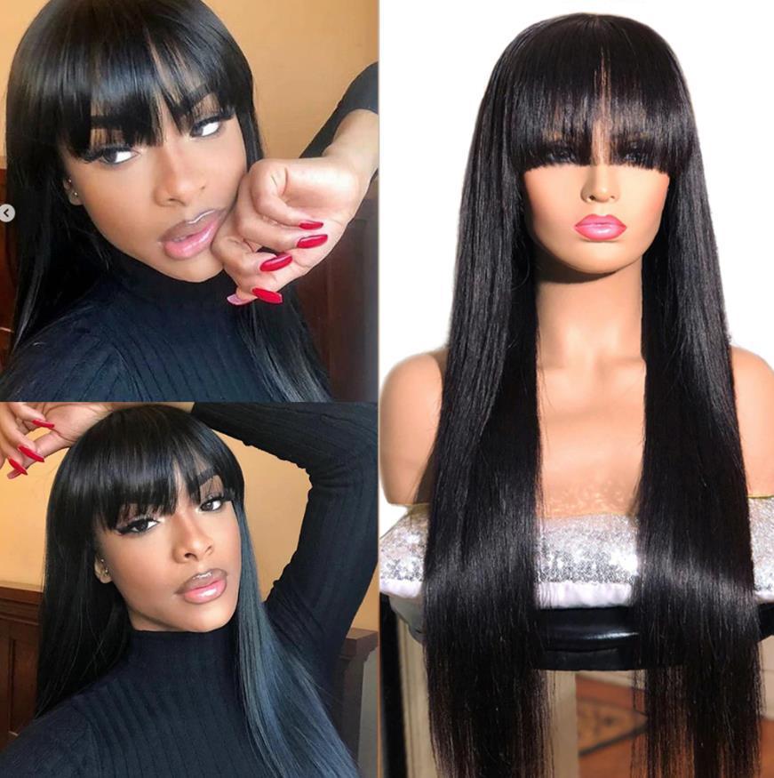 Natural Long Straight Hair Fashion Natural Bangs Net Red Medium Long