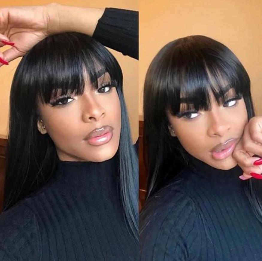 Natural Long Straight Hair Fashion Natural Bangs Net Red Medium Long