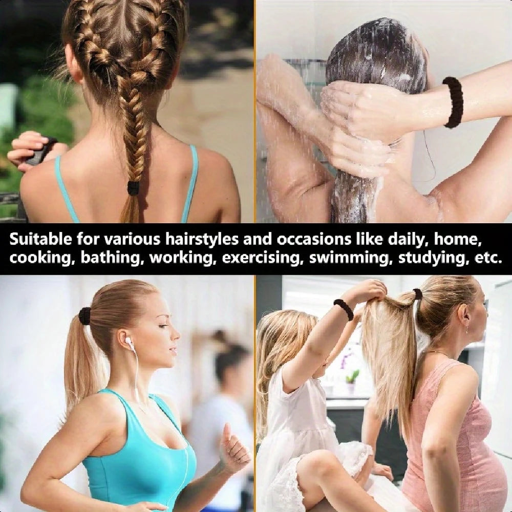 50/100/200pcs Women Girl Mixed Colors Hair Bands Basic Hair Ties Elastic Headband Simple Hair  Accessories Ponytail Holder