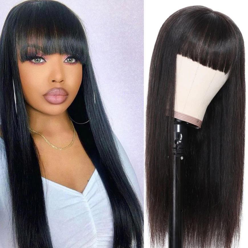 Natural Long Straight Hair Fashion Natural Bangs Net Red Medium Long